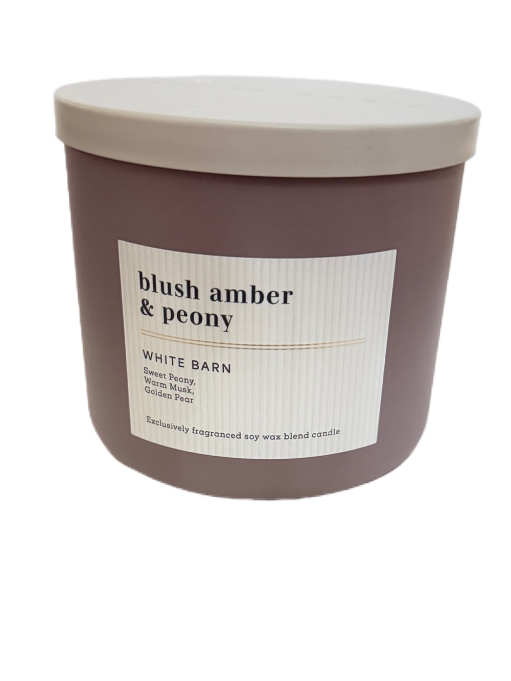 White Barn Blush Amber & Peony Candle - Mauve with Cream Lid